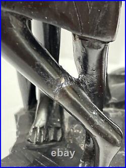 Vintage African Tribal Ebony Wood Sculpture Of Family 19 Tall 1950s