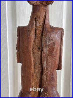 Vintage African Tribal Huge 34 Tall Hand Carved Wood Art Sculpture