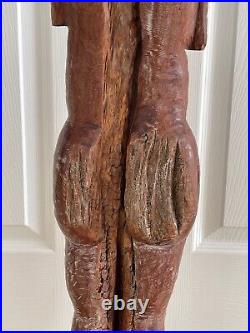 Vintage African Tribal Huge 34 Tall Hand Carved Wood Art Sculpture