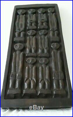 Vintage African Tribal Wood Carving Panel Sculpture Relief Wall Hanging Art