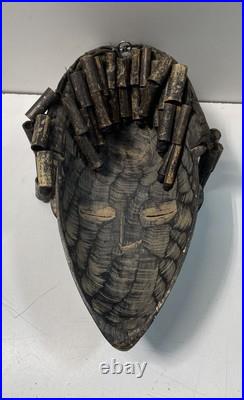 Vintage African Wall Mask Handcrafted Wood Sculpture 17in Long Wall Art