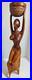 Vintage African Woman Sculpture Hand Carved Wood Kneeling Figure with Bowl 23'
