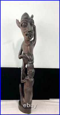 Vintage African Wood Hand Carved Makonde Tribal Art Statue Sculpture 20