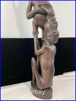 Vintage African Wood Hand Carved Makonde Tribal Art Statue Sculpture 20
