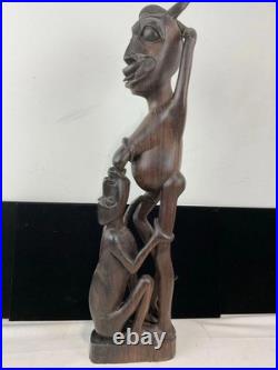 Vintage African Wood Hand Carved Makonde Tribal Art Statue Sculpture 20