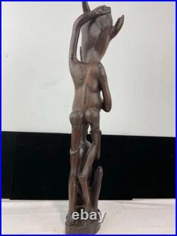 Vintage African Wood Hand Carved Makonde Tribal Art Statue Sculpture 20