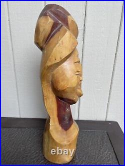 Vintage African Wood Sculpture BUST Head Hand Carved Statue