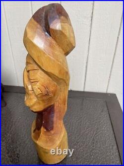 Vintage African Wood Sculpture BUST Head Hand Carved Statue