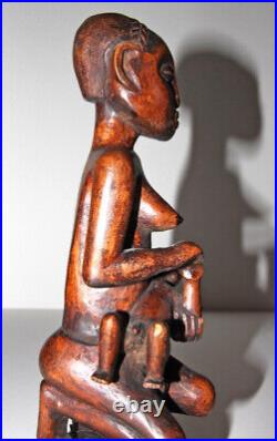 Vintage African Wood Sculpture Mother & Child fertility Figure