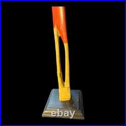 Vintage African Wood Sculpture Tall Tribal Woman Figure Skinny Hand Carved 21