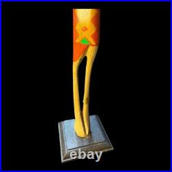 Vintage African Wood Sculpture Tall Tribal Woman Figure Skinny Hand Carved 21