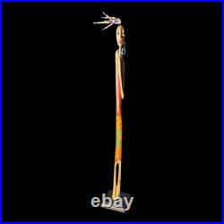 Vintage African Wood Sculpture Tall Tribal Woman Figure Skinny Hand Carved 21