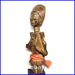 Vintage African Wood Tribal Sculpture Primitive Carved Wooden Congo Statue Art