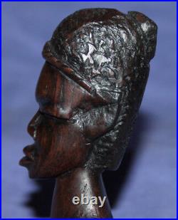 Vintage African hand carved wood woman figurine