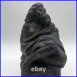 Vintage Alva Sergey Eylanbekov Brown Art Deco Mother Child Sculpture 10 RARE