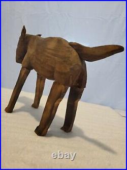 Vintage American Folk Art Carved Wood BISON/BUFFALO Sculpture 9X13X4 Unsigned