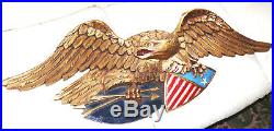 Vintage American Folk Art Eagle With Shield, Made By Artistic Carving Co. Boston