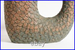 Vintage American Folk Art, wooden Mermaid sculpture. Painted wood carving