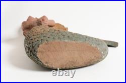 Vintage American Folk Art, wooden Mermaid sculpture. Painted wood carving