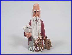 Vintage Americana Wood Carving John & Gloria Broniak Noah Folk Art Hand Carved