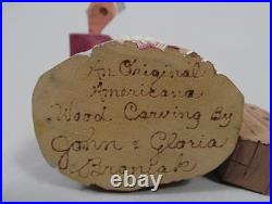 Vintage Americana Wood Carving John & Gloria Broniak Noah Folk Art Hand Carved
