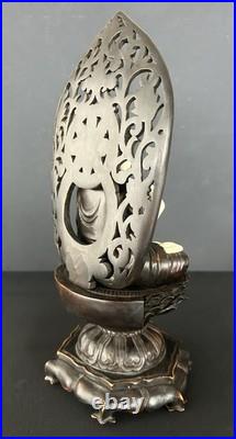 Vintage Amida Nyorai Seated Statue Wood Carving Buddha Sculpture Period Piece