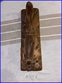 Vintage Andre Dube Wood Carving Farmers Plowing Field Ox Folk Art MCM RARE