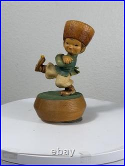 Vintage Anri Ferrandiz Wood Carving Music Box Boy Figurine If I Were a Rich Man