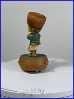 Vintage Anri Ferrandiz Wood Carving Music Box Boy Figurine If I Were a Rich Man