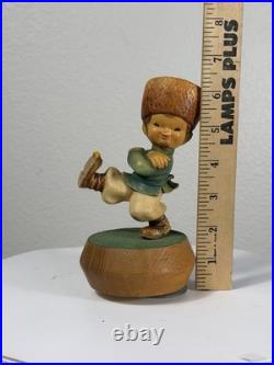Vintage Anri Ferrandiz Wood Carving Music Box Boy Figurine If I Were a Rich Man