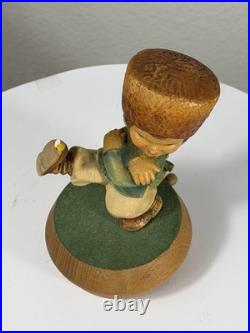 Vintage Anri Ferrandiz Wood Carving Music Box Boy Figurine If I Were a Rich Man