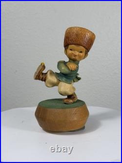 Vintage Anri Ferrandiz Wood Carving Music Box Boy Figurine If I Were a Rich Man