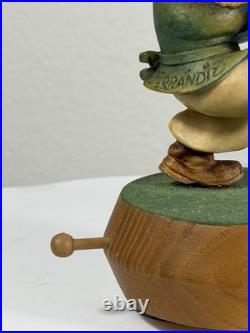 Vintage Anri Ferrandiz Wood Carving Music Box Boy Figurine If I Were a Rich Man