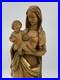 Vintage Anri Hand Carved Madonna & Baby Jesus Wood Sculpture 10.25