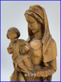 Vintage Anri Hand Carved Madonna & Baby Jesus Wood Sculpture 10.25 Vintage Anri Hand Carved Madonna & Baby Jesus Wood Sculpture 10.25