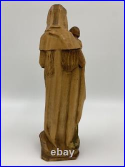 Vintage Anri Hand Carved Madonna & Baby Jesus Wood Sculpture 10.25