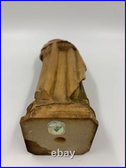 Vintage Anri Hand Carved Madonna & Baby Jesus Wood Sculpture 10.25