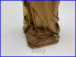 Vintage Anri Hand Carved Madonna & Baby Jesus Wood Sculpture 10.25