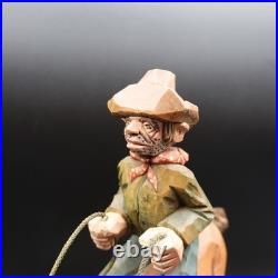 Vintage Anri Italy Cowboy On Horse Hand Carved Wood Painted RARE HTF