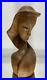 Vintage Antique Art Deco Carved Wood Female Head Sculpture Signed