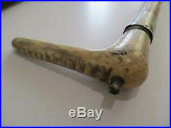 Vintage Antique Cane Silver Carved Bone Horn Sculpture Antique Inscribed Wood