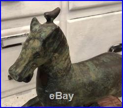 Vintage Antique Chinese Asian Bronze Horse Sculpture Statue with Wood Base 14