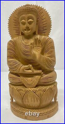 Vintage Antique Statue Buddha Figure Eastern Wood Sculpture Decoration Asia Art