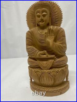 Vintage Antique Statue Buddha Figure Eastern Wood Sculpture Decoration Asia Art