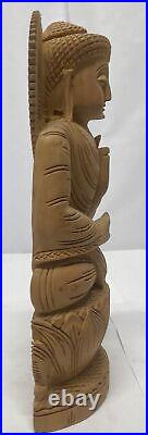 Vintage Antique Statue Buddha Figure Eastern Wood Sculpture Decoration Asia Art