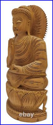 Vintage Antique Statue Buddha Figure Eastern Wood Sculpture Decoration Asia Art