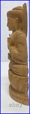 Vintage Antique Statue Buddha Figure Eastern Wood Sculpture Decoration Asia Art