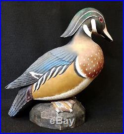 Vintage Antique Wood Duck Decoy Sculpture Signed W. WALTON Ontario Canada