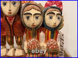 Vintage Anton Kaminski Folk Art Polychrome Wood Carving of Man Women & Children Vintage Anton Kaminski Folk Art Polychrome Wood Carving of Man Women & Children