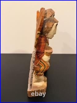 Vintage Anton Kaminski Folk Art Polychrome Wood Carving of Man Women & Children